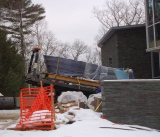 and then down a ramp